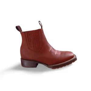 Botines vaqueros de dama con ringle rosa suela vaqueta marca JV