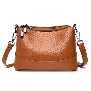 Bolso Bandolera Vintage de Piel de Cocodrilo Caqui